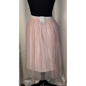 Lilt Girls Pink Tulle Skirt Silver Polka Dot Sparkle High Low Party Medium NWT